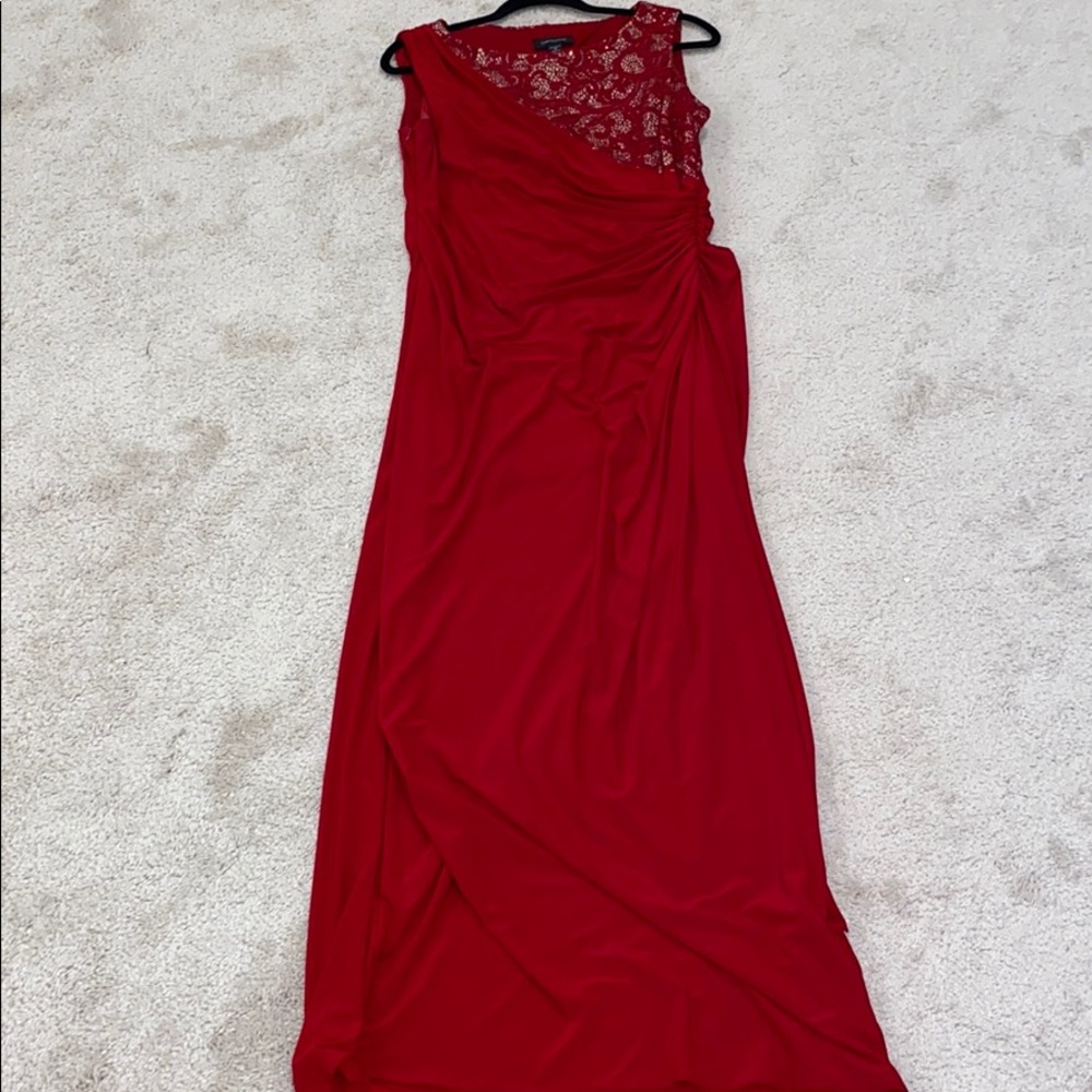 Red lace and sequin dress